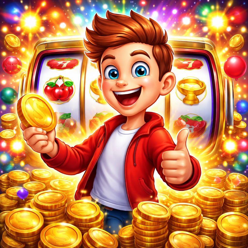 vb8 themed cartoon slot characters with coins and colorful reels