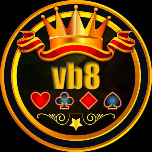 vb8 themed cartoon characters with coins, cards, and a mobile gaming interface